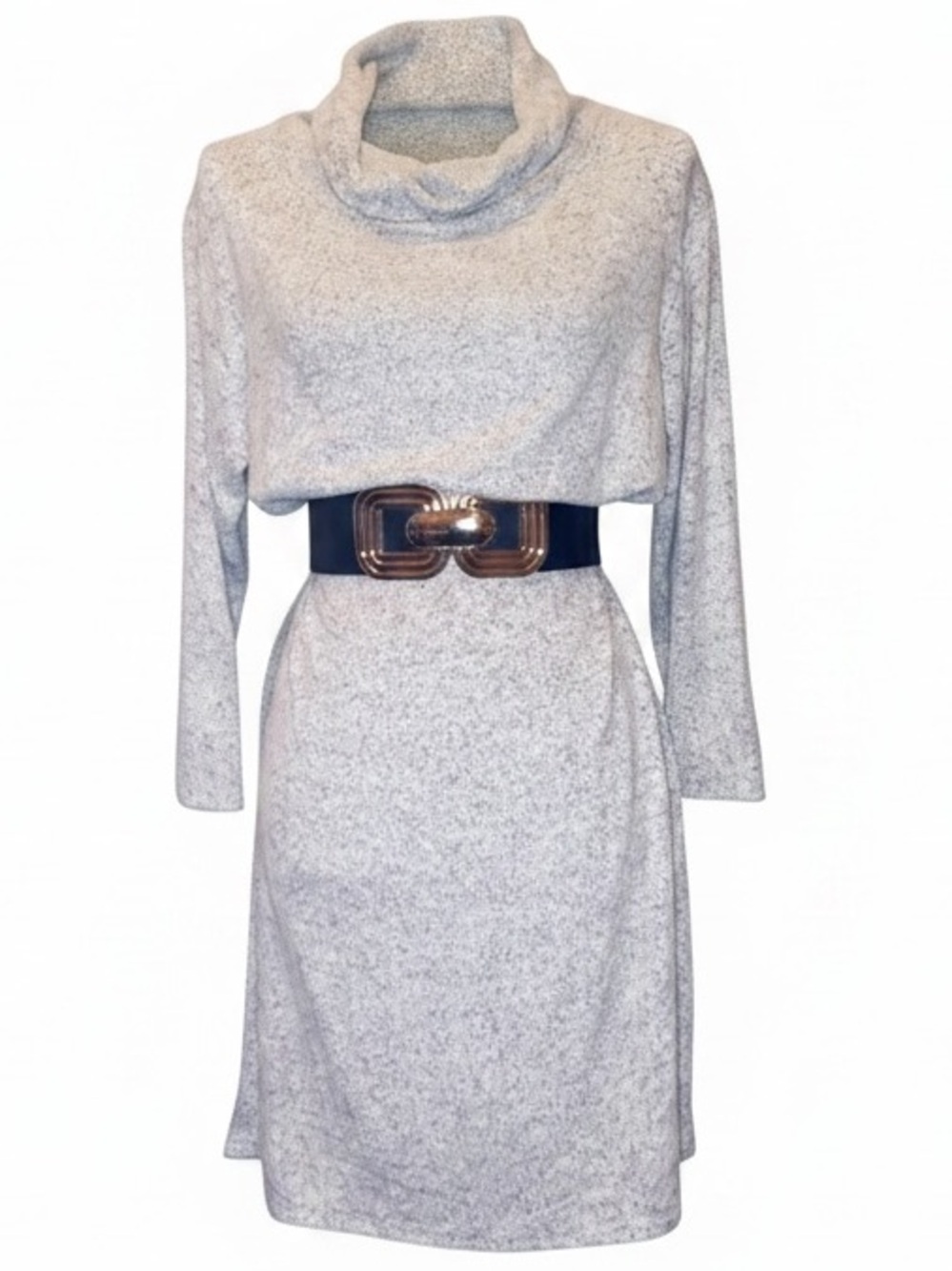 MARY SQUARE Soft Knit Sweater Shift Dress in Light Heather Gray Size Medium